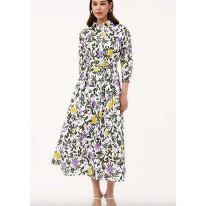 Beyond By Vera 1564 Emily Tuscan Gardens Iris Button Down Midi Dress Large